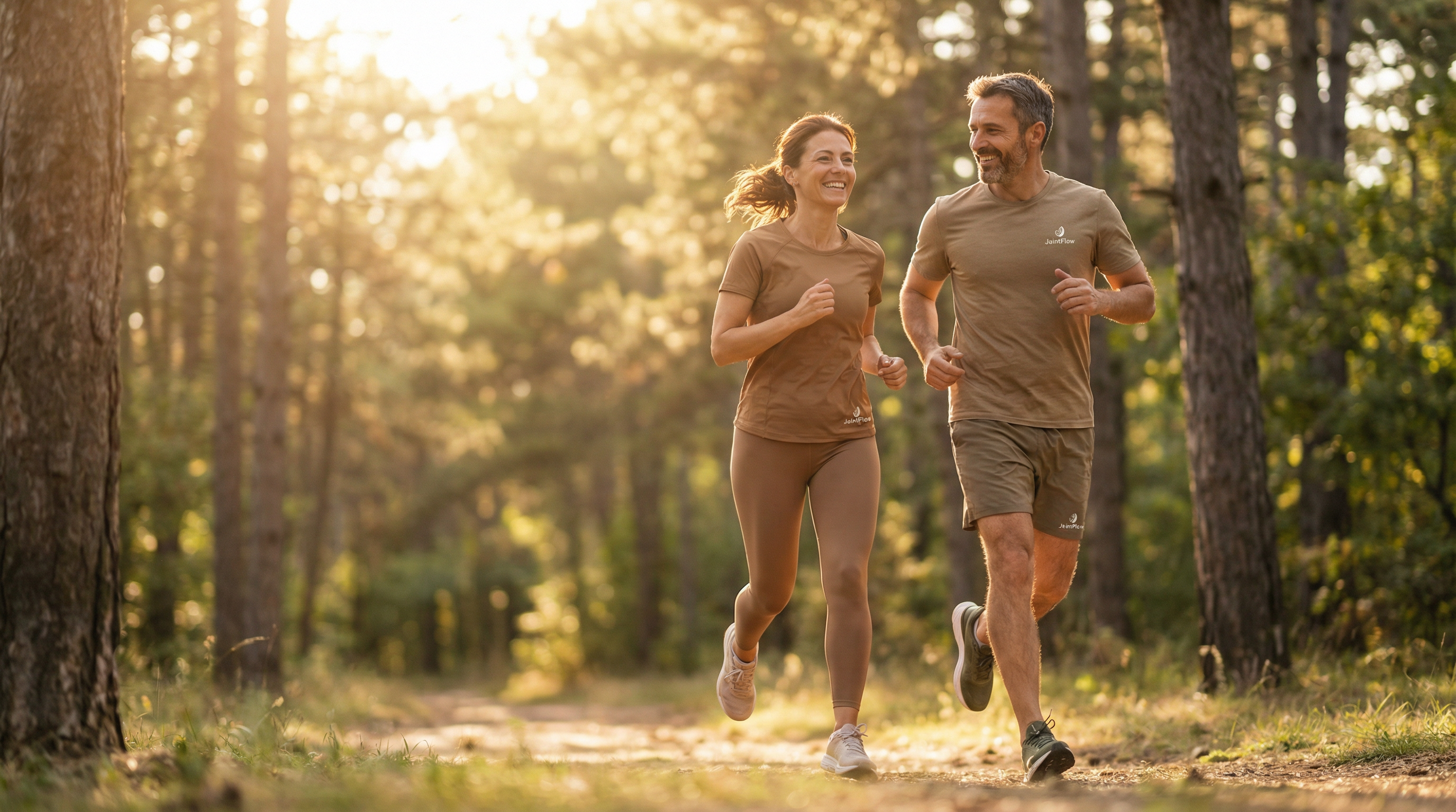 Aktywni dorośli biegający w naturze – lekkość i siła w ruchu